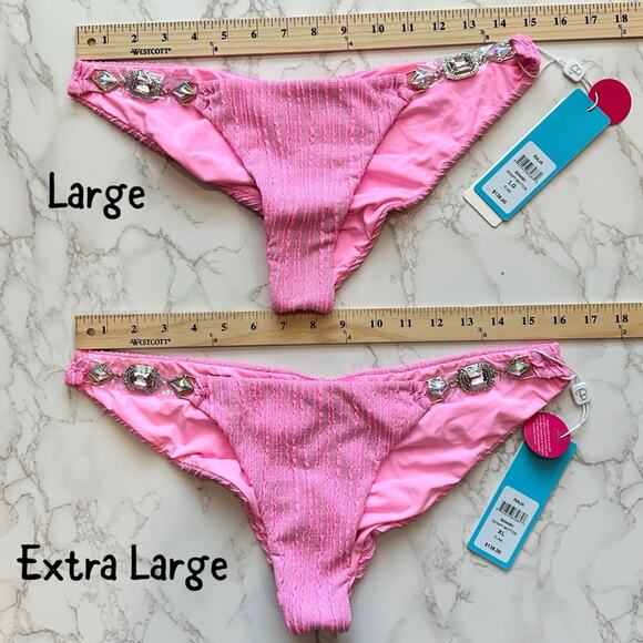 Beach Bunny Raja Triangle Top DD  Skimpy Bottom M, L, XL - Flamingo $290 - Picture 12 of 13